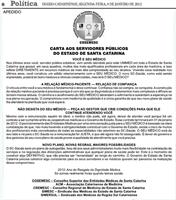 COSEMESC divulga Carta aos Servidores Públicos de SC