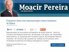 Moacir Pereira: médicos protocolam representação contra o governo federal