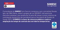 Presidente do SIMESC fala sobre ampliação de temporários à CBN Diário