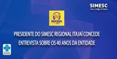 Presidente do SIMESC Regional Itajaí concede entrevista sobre os 40 anos da Entidade