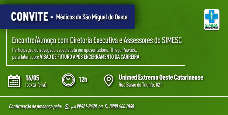 CONVITE: Encontro/Almoço em São Miguel do Oeste